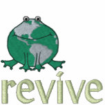 Earth Day Environmental Green Frog Recycle Embroidered Hoodie
