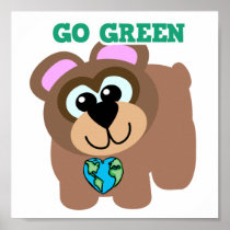 Earth Day Go Green bear Goofkins Poster