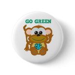 Earth Day Go Green monkey Goofkins Pinback Buttons