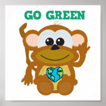 Earth Day Go Green monkey Goofkins Poster