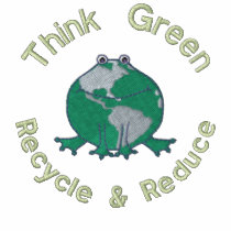 Earth Day Green Frog Recycle Environmental Embroidered Polo Shirt