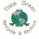 Earth Day Green Frog Recycle Environmental embroidered shirts
