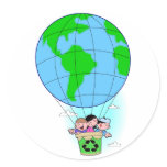Earth Day hot air balloon Round Sticker