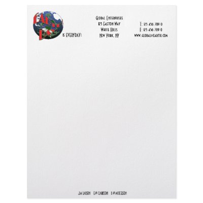 Earth day is EVERYDAY awareness letterheads by zazzlegogreen