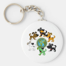 Earth Day! - Leaf and Five Pups Key Chain
