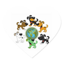Earth Day! - Leaf and Five Pups Sticker