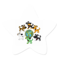 Earth Day! - Leaf and Five Pups Stickers
