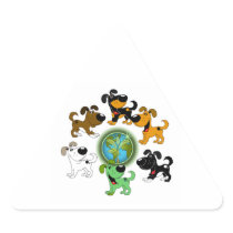 Earth Day! - Leaf and Five Pups Stickers
