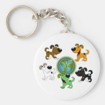 Earth Day! - Leaf and Four Pups Keychains