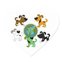 Earth Day! - Leaf and Four Pups Sticker