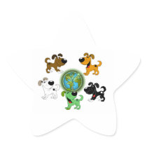 Earth Day! - Leaf and Four Pups Sticker