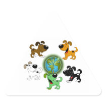 Earth Day! - Leaf and Four Pups Sticker