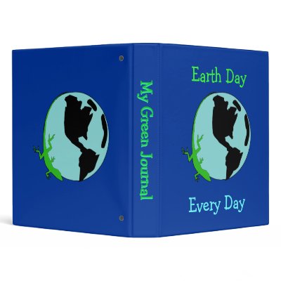 Earth Day Lizard Globe 1" Binder by debinSC