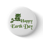 Earth Day Owl Pinback Button