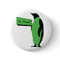 Earth Day Penguin Pinback Buttons