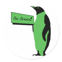 Earth Day Penguin Round Stickers