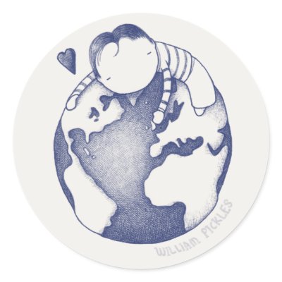 Earth Day Sticker - Blue on Cream by williampickles