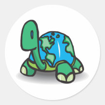 Earth Day Turtle Round Stickers