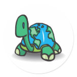 Earth Day Turtle Round Stickers
