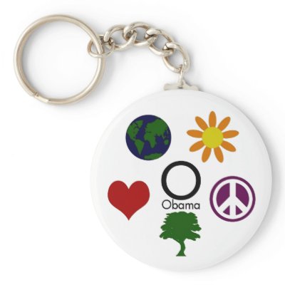 Earth, Flower, Peace, Tree, Love, Obama Keychain by irregulargoods