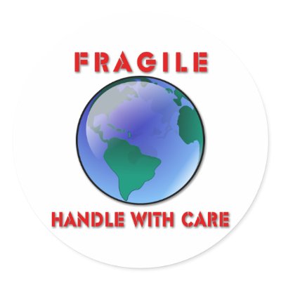 Earth - Fragile Round Stickers by netbrands