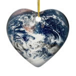 Earth Heart (Add Background Colour) Christmas Ornaments