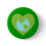 Earth Heart Green Button