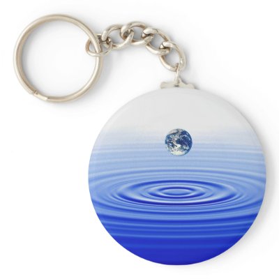 earth in a  water drop keychain by dakini
