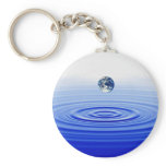earth in a  water drop keychains