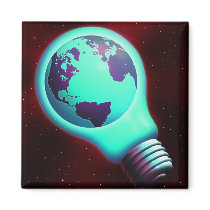 earth light bulb refrigerator magnets