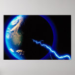 Earth, lightning strike print