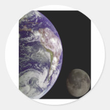 Earth & Moon from Galileo Round Stickers