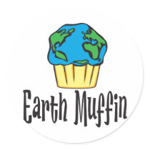 Earth Muffin Round Stickers