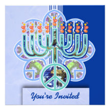 Earth Peace Menorah Invitations