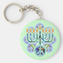 Earth Peace Menorah Keychain