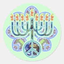 Earth Peace Menorah Stickers
