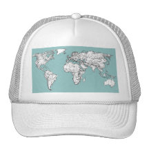 Earth turquoise ink trucker hats