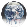 Earth's Bear Hug (w/Half Universe Background) Round Sticker