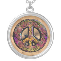 Earthtone 3D Peace Sign Personalized Necklace
