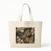 Earthtone Tropical Flowers, Leaves & Butterflies Tote Bag