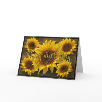 Earthy Sunflowers Happy Birthday Greeting Card