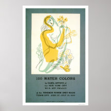 Easel Artist Watercolor 1940 WPA Poster