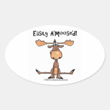 Easily Amoosed!-Sitting Moose Oval Stickers