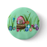 EASTER BASKET BUNNY Button