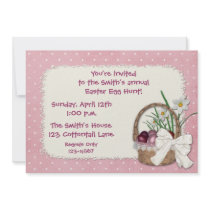 Easter Basket Pink Custom Invitations