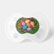 Easter Basket - Spring Coloured Eggs Jelly Beans Baby Pacifiers