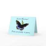 Easter Blessings (Butterfly on Blue) Greeting Card