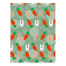 Easter bunnies and carrots post cards