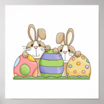easter bunnies and eggs poster