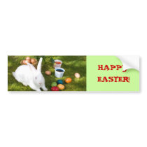 Easter Bunny And Coloured Eggs Bumper Stickers